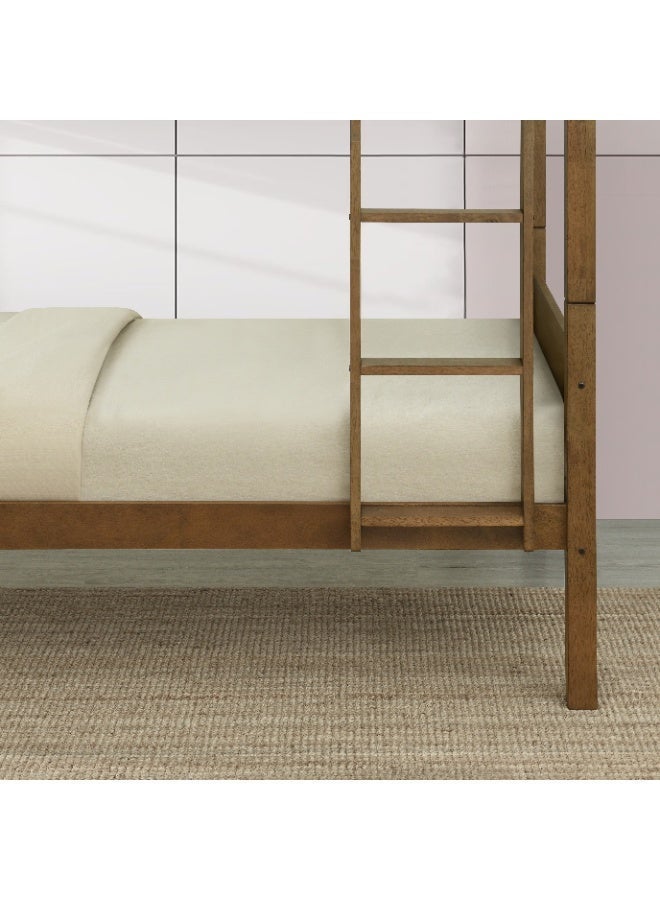 اي اف تي إطار سرير بطابقين قابل للفصل من الخشب الصلب - لون بني بلوط طبيعي - سرير مفرد قابل للتحويل للأطفال والمراهقين وكبار السن وغرفة الضيوف - تصميم موفر للمساحة - Image 4